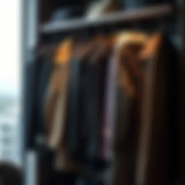 Various coat styles hanging in a modern wardrobe