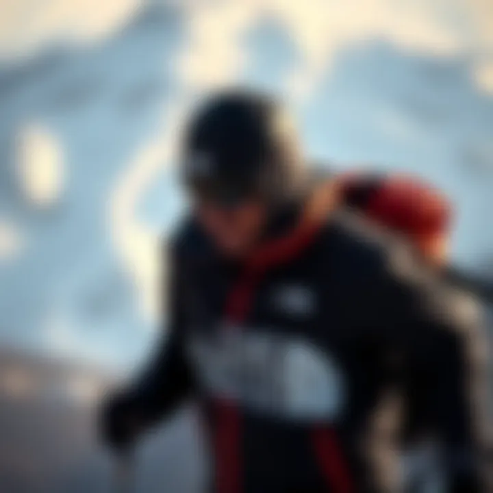 Athlete using North Face jacket during an outdoor adventure