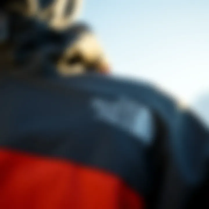 Close-up of North Face jacket detailing and fabric technology