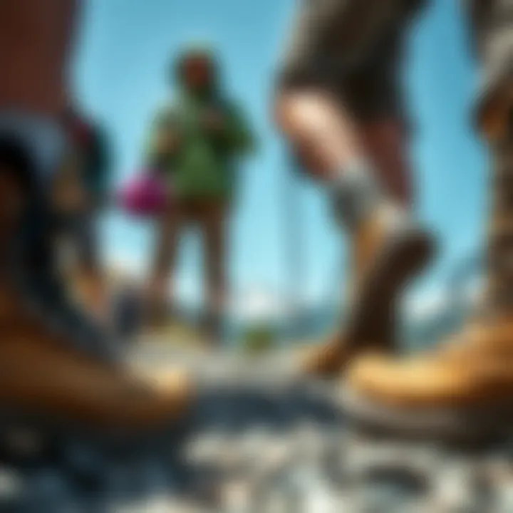 Group of hikers wearing high-quality trekking boots