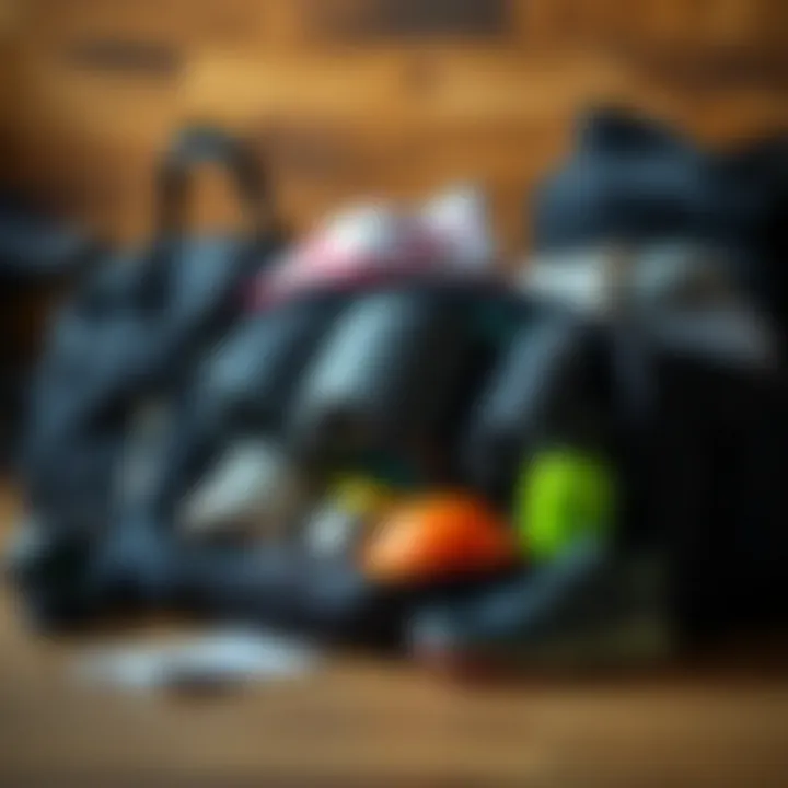 Efficiency in Packing for Fitness A well-organized escape bag ready for athletic equipment