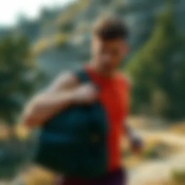 Versatile Use of Escape Bags in Active Environments A fitness enthusiast demonstrating the versatility of an escape bag outdoors