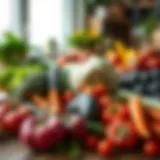 Vibrant assortment of fiber-rich vegetables on a wooden table