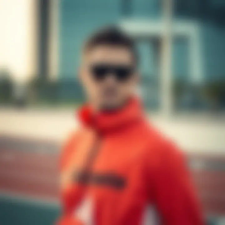 A confident individual showcasing Gazelle Lacivert in a dynamic setting