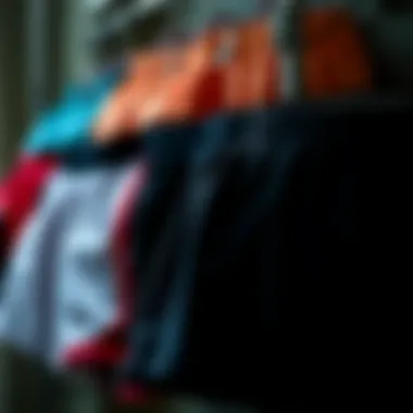 Different fabric types of gym shorts displayed neatly