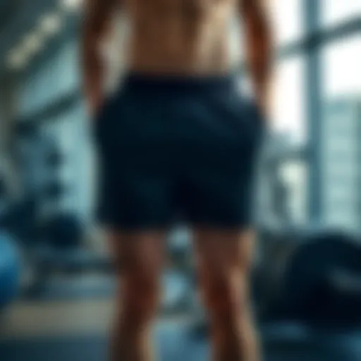 Stylish gym shorts in a modern gym setting