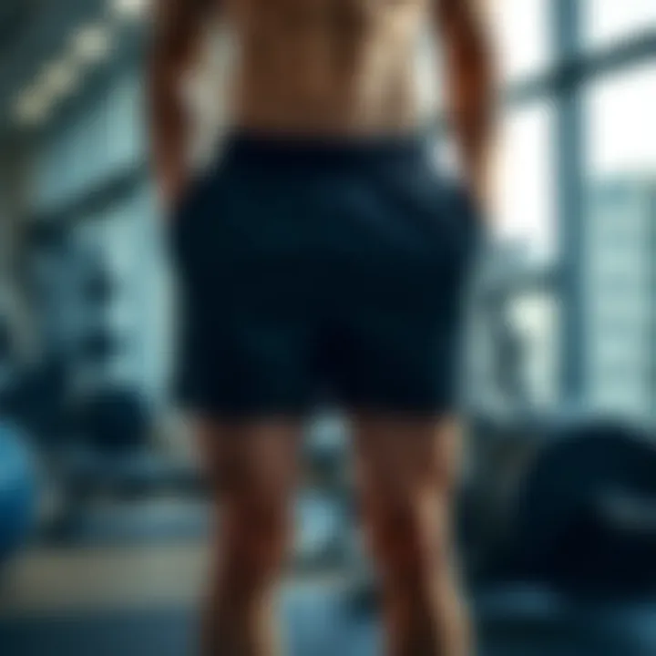 Stylish gym shorts in a modern gym setting