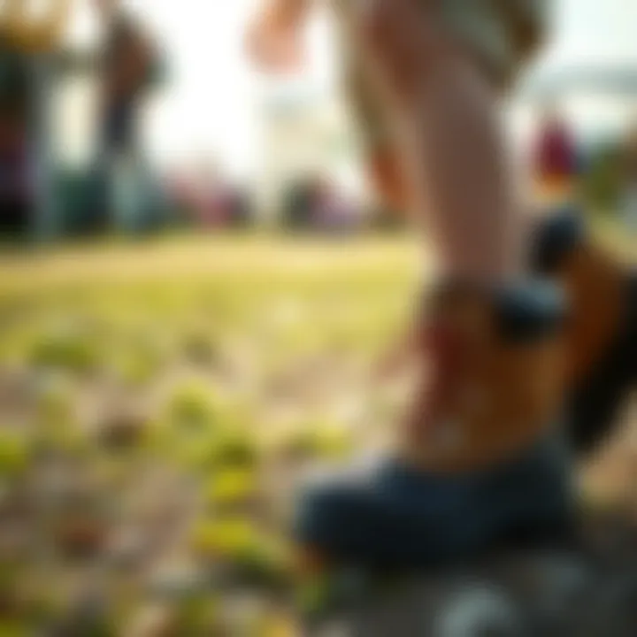 Child wearing Hammer Jack boots during outdoor play