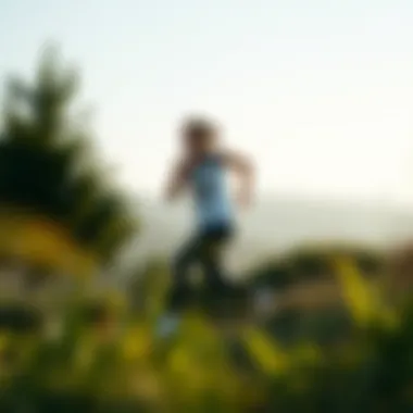 A person jogging in a natural landscape