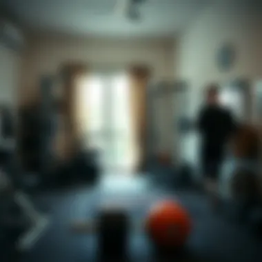 A well-organized home gym with various equipment for resistance training