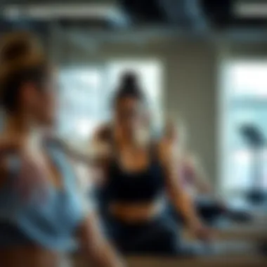 Instructor guiding participants in a Pilates session