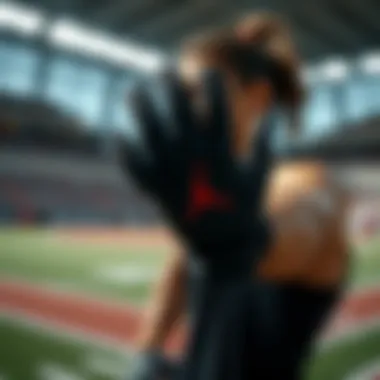 Jordan Gloves in Action: Enhancing Athletic Performance Athlete using Jordan gloves during a high-performance sport activity