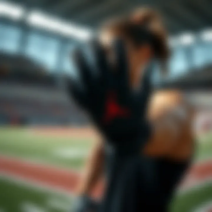 Jordan Gloves in Action: Enhancing Athletic Performance Athlete using Jordan gloves during a high-performance sport activity