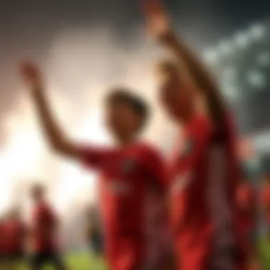 Group of kids in Galatasaray jerseys celebrating