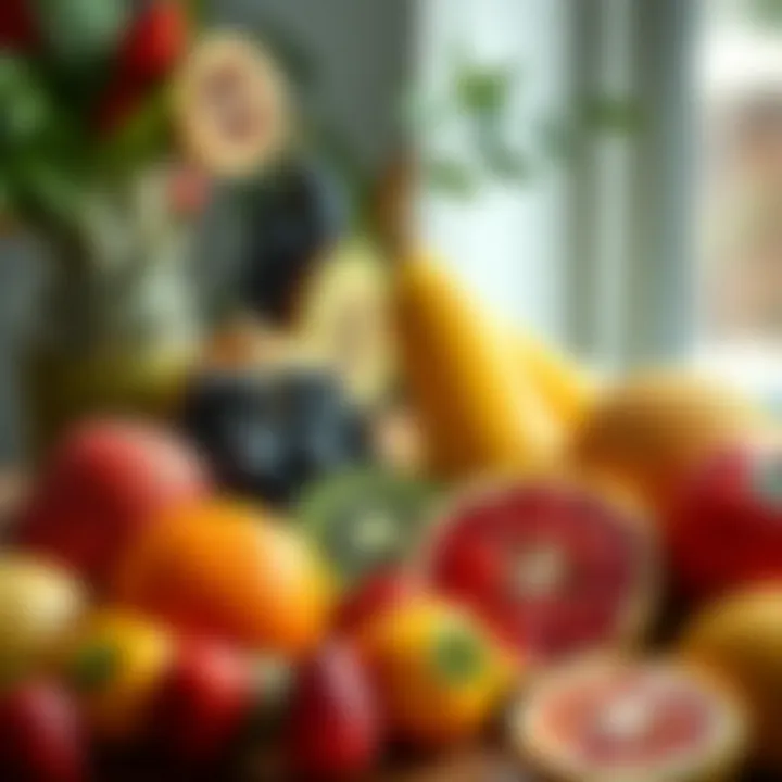 An assortment of fresh fruits arranged beautifully