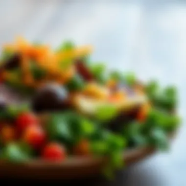 A vibrant salad filled with leafy greens and vegetables