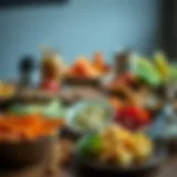 A variety of low-calorie foods on a table