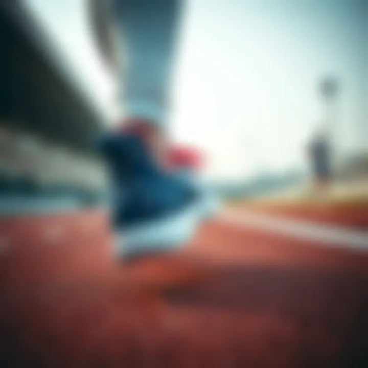 Athlete wearing sports shoes with studs in action