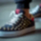 Close-up view of sports shoe with specialty studs