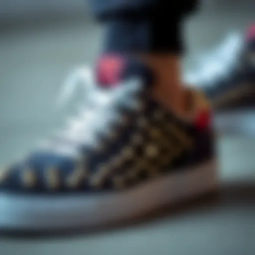 Close-up view of sports shoe with specialty studs