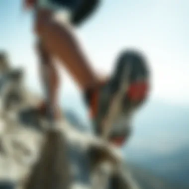 Athlete using Kuzey Yaban shoes during a mountain climb