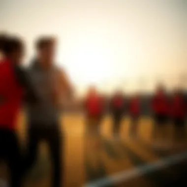 Team engaging in warm-up exercises