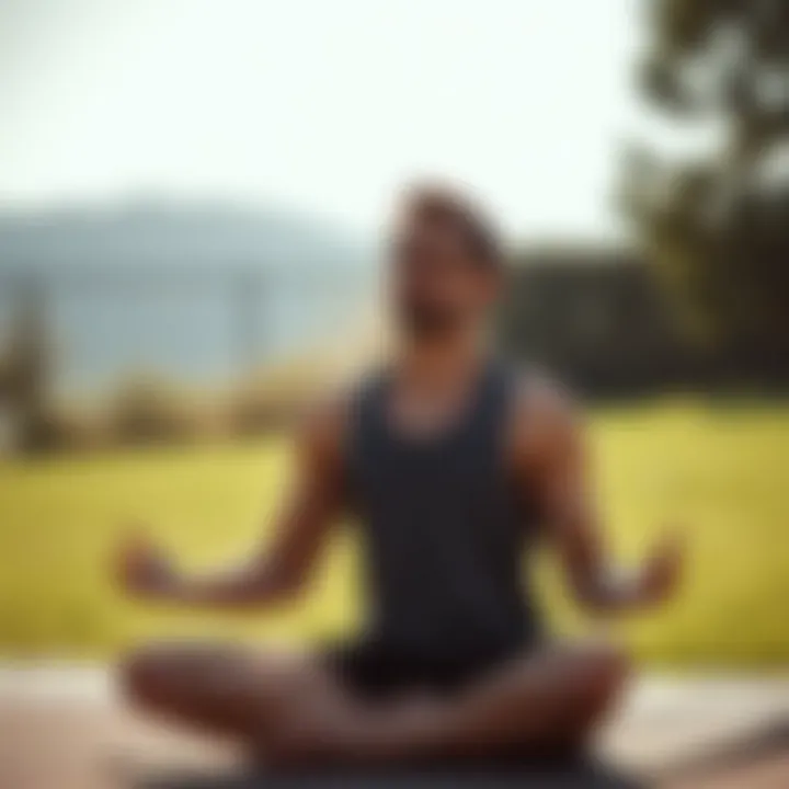 Individual meditating before a workout session