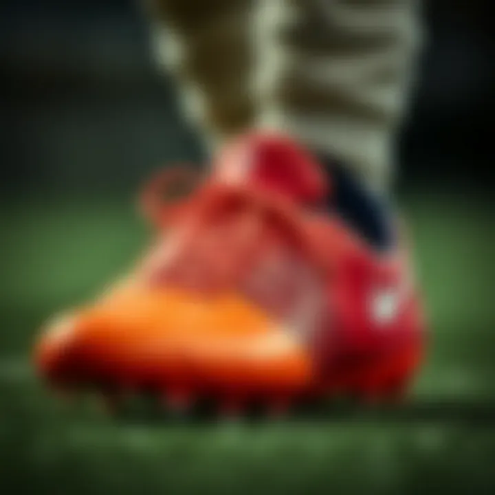 Close-up of the design features of Messi's selected football footwear