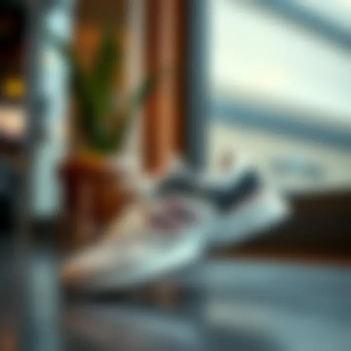 Elegant NB sports shoes in a stylish setting