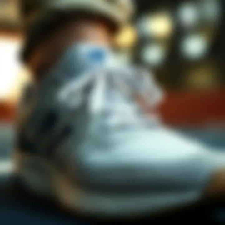 Close-up of the cushioning and support features in New Balance shoes