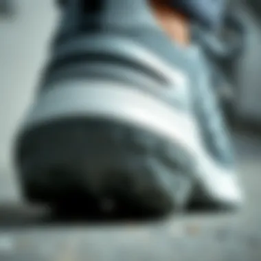 Close-up of running shoe cushioning and support