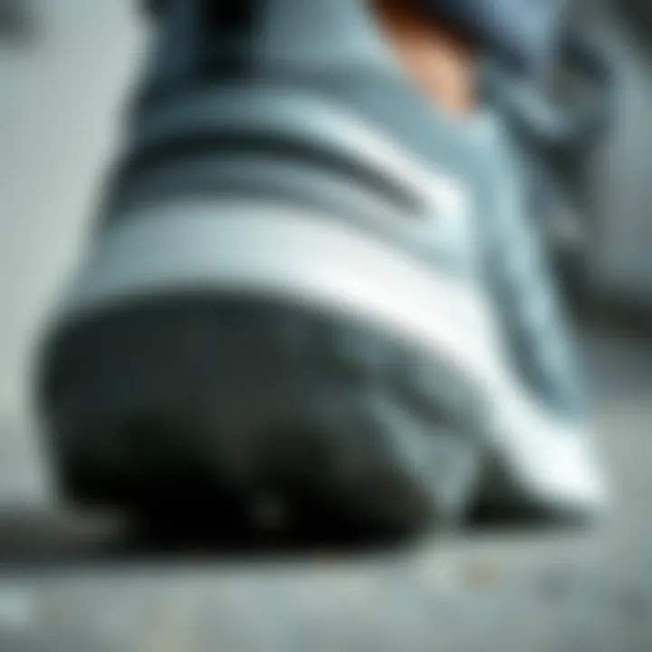 Close-up of running shoe cushioning and support