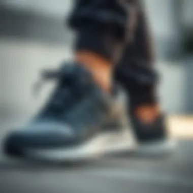 Close-up of New Balance joggers showcasing fabric technology