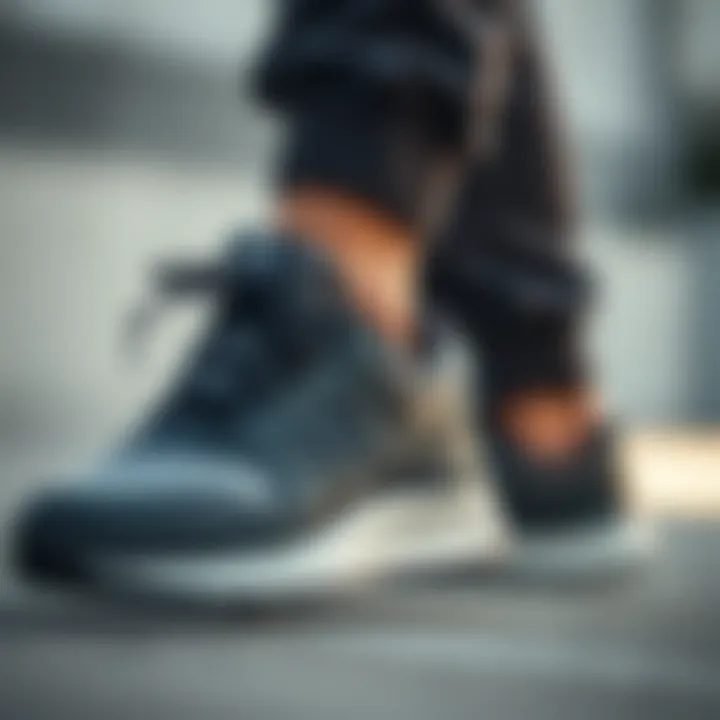 Close-up of New Balance joggers showcasing fabric technology