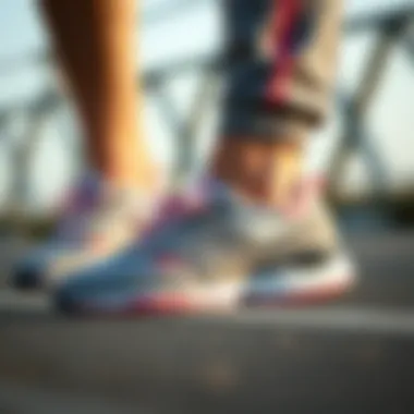 New Balance sneakers in an active lifestyle setting.