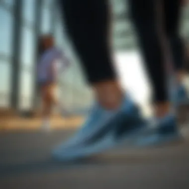 Trendy Sport Shoes in Action Active lifestyle enthusiasts wearing trendy sport shoes during a workout