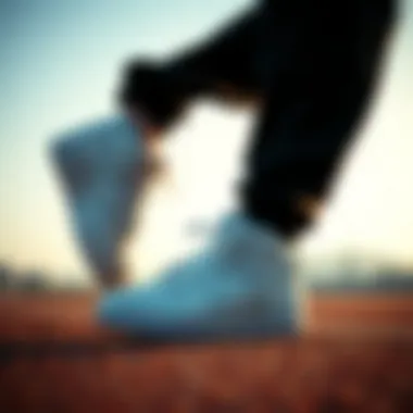 An athletic individual wearing Nike Air Force shoes during a dynamic workout session.