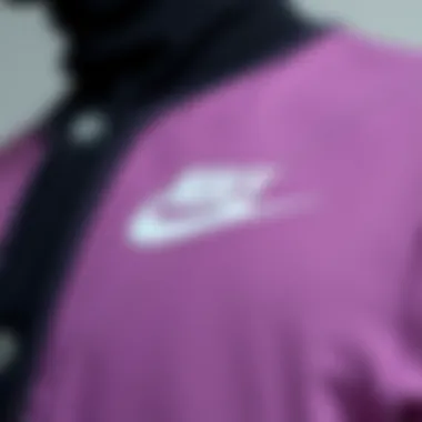 Close-up of Nike cardigan fabric and design details