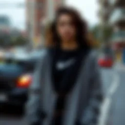 Stylish Nike cardigan in urban setting