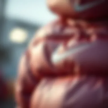 Intricate Fabric and Design of Nike Puffer Close-up of Nike puffer jacket fabric and design details