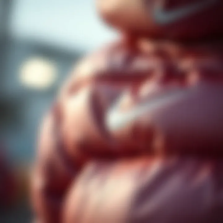 Intricate Fabric and Design of Nike Puffer Close-up of Nike puffer jacket fabric and design details