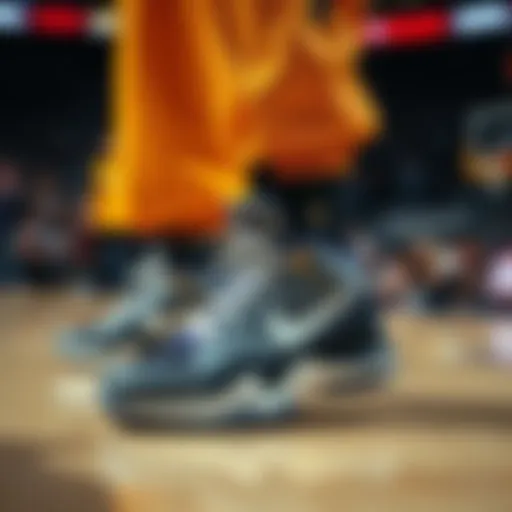 Kobe Bryant showcasing his iconic Nike shoes during a game.