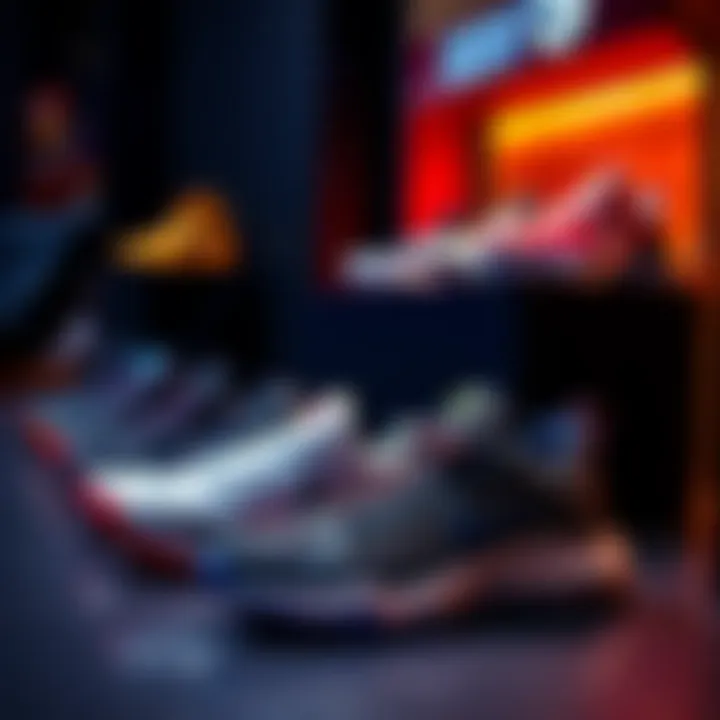 A collection of Nike Kobe shoes displayed in a stylish setting.