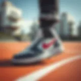 Nike Mavi Jordan sneaker on a basketball court