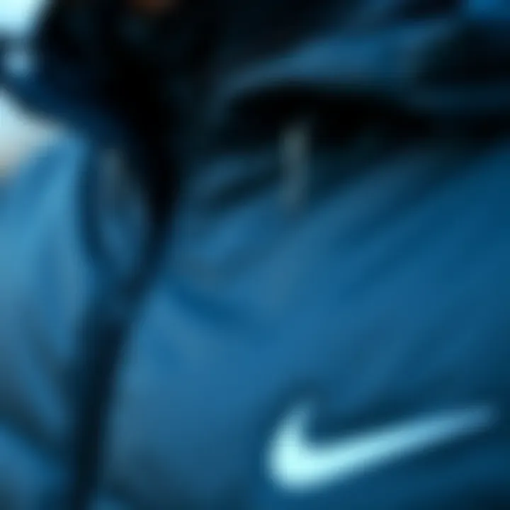 Close-up of Nike jacket detailing and materials