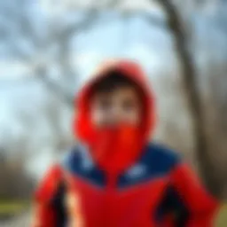 Child wearing a vibrant Nike jacket during outdoor play