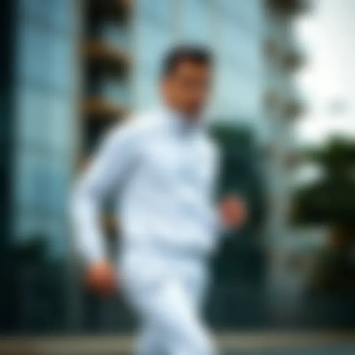 Style and Functionality in Action Athletic individual wearing Nike white tracksuit, embodying style and functionality
