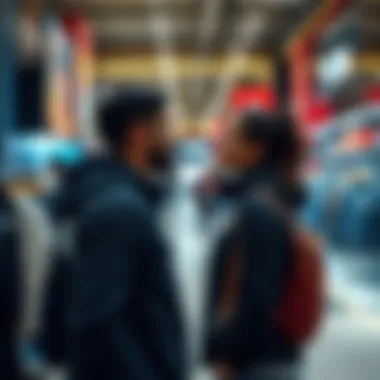 Customer enjoying a shopping experience in a vibrant store