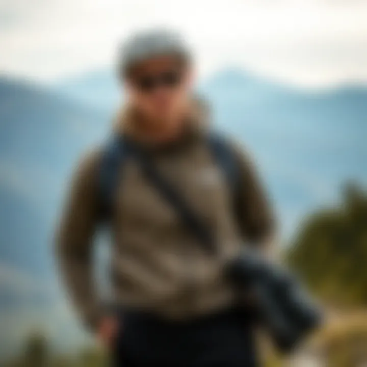 Trendy outdoor gear styled on a natural backdrop