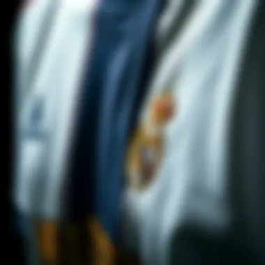 Detailed view of Real Madrid's unique fabric and stitching